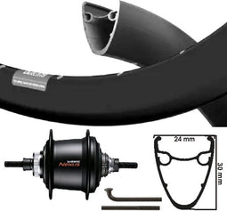 Kgs Achterwiel 28 inch (622) dutch 19 velg zwart nexus 7 centerlock zwart