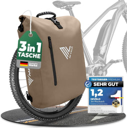 MIVELO 3-in-1 Fietstas - Waterdicht met Laptopvak en Slot - Zandbeige - 20 L