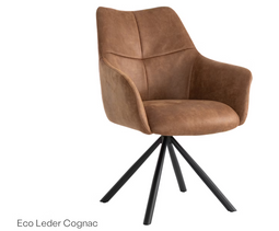 Criks Design Oliver - Draaibare Eetkamerstoel - 180° Draaifunctie - Cognac