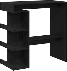 vidaXL - Zwart - Eiken - Bartafel - met - Opslagrek, - 100x50x101.5 - cm