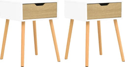 vidaXL - Nachtkastjes - 2 - st - 40x40x56 - cm - bewerkt - hout - wit - en - sonoma - eiken