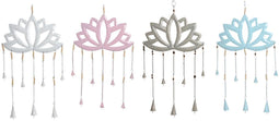 Ophangdecoratie Home ESPRIT Blauw Wit Grijs Roze Ijzer Orientaals Lotus Bloem (4 Stuks)