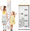 Frummel Groeimeter Hout & Canvas - Kinderkamer decoratie - Vrolijk design 195 x 20 cm - Zwart/Wit