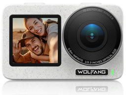 Seeker One White Waterdichte Actiecamera met 4K60fps Ultra HD-video, Dual Screen Kleurendisplay, 16 Voet Onder Water Camera, Live Streaming, Webcam, Stabilisatie met GO APE