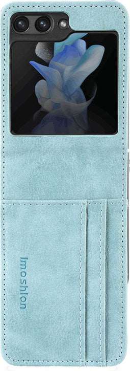 imoshion Hoesje Geschikt voor Samsung Galaxy Z Flip 5 Hoesje Met Pasjeshouder - imoshion Luxe Bookcase flip versie - Lichtblauw