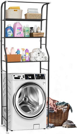 Luft Wasmachine Ombouw - Opbergrek - 3 Planken - Zwart - 160 x 44 cm