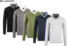 Milanoro Herenpullover - Overhemdkraag - Lichtgrijs - XL