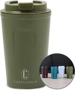 Castagnola Thermosbeker - Koffiebeker To Go - 380 ML RVS Groen