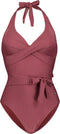 Beachlife Dark Rose - Overslag badpak - Ingebouwd topje met uitneembare padding - Kleur Plum
