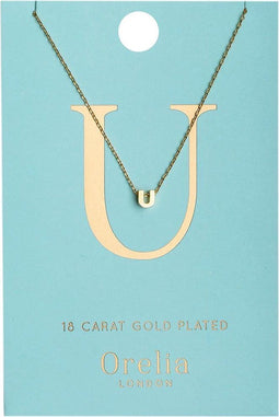 Orelia letter ketting U - Ketting met initiaal - Verstelbaar 40,5 cm - Goudkleurig