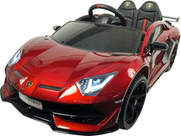 Elektrische kinderauto Lamborghini Aventador SVJ, 12 volt met echte vleugeldeuren! | Elektrische Kinderauto | auto voor kinderen Met afstandsbediening | Kinderauto voor 1 tot 5 jaar (Rood)