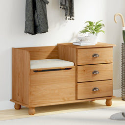 vidaXL - Entree - Opslagbank - 'ASKIM'Honingbruin - 100x39x62 - cm - Massief - Vurenhout