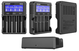 Xtar VX4 charger, charges 1.5V, 3.7V Li-Ion batteries, 3.2V LiFePO4 and 1.2V NiMH batteries, without