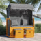 vidaXL - Strandstoel - met - kussens - poly - rattan - en - hout - wit - en - grijs