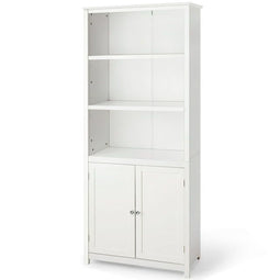 Costway Boekenkast – Verstelbare Planken & Kastdeur – 74,5 x 35,5 x 181,5 cm – Wit