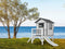 AXI Beach Lodge XL Speelhuis in Wit - Met Verdieping en Witte Glijbaan - Speelhuisje voor de tuin / buiten - FSC hout - Speeltoestel voor kinderen