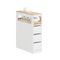 SoBuy BZR54-II-W - Smalle Badkamerkast - 3 Lades Open Vak - Wit/Naturel