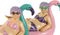 Decoratieve figuren Home ESPRIT Multicolour Turkoois Lila Mediterrane 22 x 9,5 x 13 cm (2 Stuks)