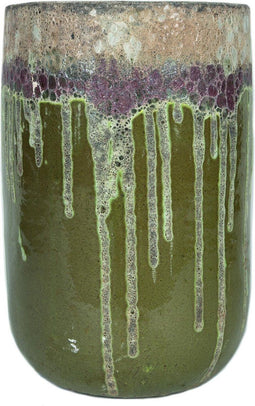 PTMD Kaysa Ronde Bloempot - H65 x Ø42 cm - Geglazuurd Keramiek - Groen