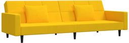 vidaXL - Slaapbank - 2-zits - met - 2 - kussens - fluweel - geel