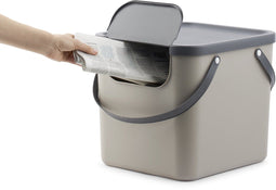 Rotho Afvalbak Albula - 40 ltr - 38,8 x 35,5 x 33,9 cm - kunststof - cappuccino