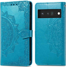 iMoshion Hoesje Geschikt voor Google Pixel 6 Hoesje Met Pasjeshouder - iMoshion Mandala Bookcase - Turquoise