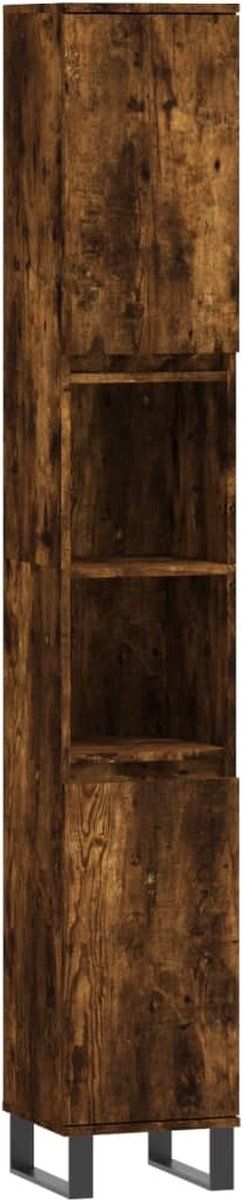 vidaXL - Badkamerkast - 30x30x190 - cm - bewerkt - hout - gerookt - eikenkleurig