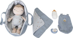 Little Dutch Babypop Jim - Pluche-pop - 30 cm - Inclusief wiegje en toebehoren