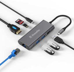 XtremeMac 8-ports USB-C Hub - 4K HDMI - Grijs