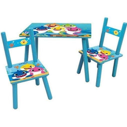 BABY SHARK rechthoekige tafel 41,5x61x42 cm + 2 stoelen 49,5x31x31,5cm voor kinderen