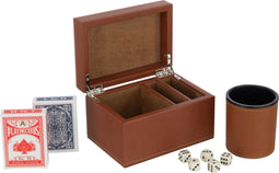 J-Line doos kaartspel - kunstleder - cognac