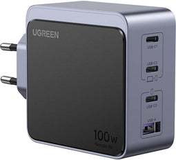 UGREEN Nexode Air - Snellader 100W - 4x USB-C 1x USB-A - Grijs