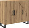 vidaXL - Dressoir - met - 3 - Deuren - Artisan - Eikenhout - 90x34x80 - cm - Gelaagd - Hout