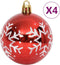 vidaXL - 64-delige - Kerstballenset - rood - en - wit