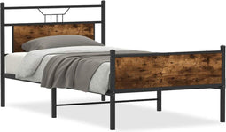 vidaXL - Bedframe - zonder - matras - hout - gerookt - eikenkleurig - 100x200 - cm