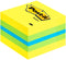 Post-it® Notes, Mini Kubus, Neon Geel, Groen, Blauw, 51 x 51 mm, 400 Blaadjes/Kubus