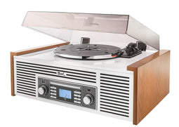 NR 7 - Stereo-Nostalgie Muziekinstallatie - Platenspeler FM-tuner CD-RW MP3 USB Bluetooth Aux-In - Bruin