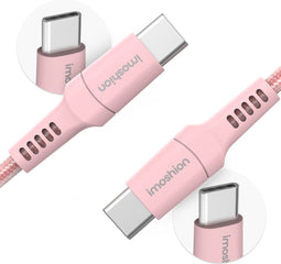 imoshion Kabel - USB C naar USB C Kabel - 1 meter - Snellader 60W - USB-C Oplader Kabel - Geschikt voor o.a. Apple iPhone 15/16 en Samsung - Roze