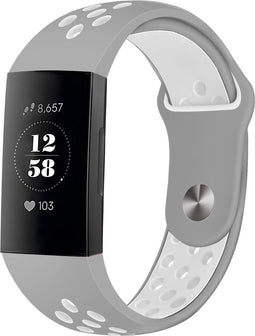 iMoshion Bandje Geschikt voor Fitbit Charge 3 / 4 - iMoshion Siliconen sport band ronde drukknoop zonder pinnetje - Grijs