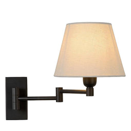 Atmooz - Wandlamp Teresina - Industrieel - Woonkamer / Slaapkamer - Zwart en witte kap - Hoogte 25cm - Metaal