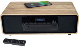 Bluetooth microsysteem - THOMSON - Hout/Zwart - FM Radio/DAB+/CD/MP3/USB/Inductie, 75W, LCD display, Afstandsbediening, Voeding. 230V