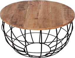 SVJ Salontafel Rond - 75 x 75 x 47 cm - Metaal - Zwart/Lichtbruin