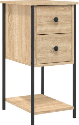 vidaXL - Nachtkastje - 32x42x70 - cm - bewerkt - hout - sonoma - eikenkleurig