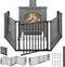 tectake® Haardhek - Veiligheidshek - 5 Elementen - Deur met Veiligheidsslot - Zwart