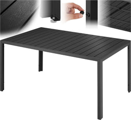 tectake® - Tuintafel 150 x 90 x 74,5 cm - Weerbestendig - Aluminium frame zwart
