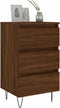 vidaXL - Nachtkastje - 40x35x69 - cm - bewerkt - hout - bruin - eikenkleur