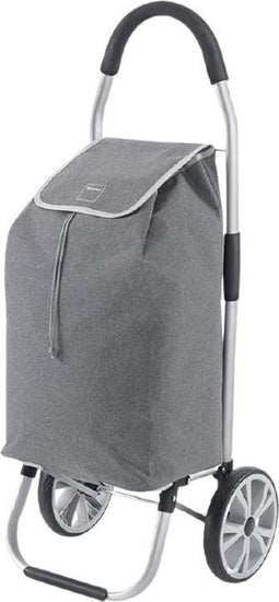 Metaltex - Boodschappentrolley - Boodschappenwagen - 45 liter inhoud - Lichtgewicht Aluminium - Opvouwbaar - Ergonomisch Handvat - Grote Wielen - 20cm - Denim Grijs