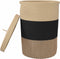 vidaXL - Opbergmand - met - deksel - Ø - 37x50 - cm - katoen - zwart - en - beige
