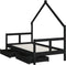 vidaXL - Kinderbedframe - met - lades - 80x160 - cm - massief - grenenhout - zwart