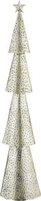 House of Seasons Kerstboom - Metaal - Gehamerd - Zilver - L15 x B8 x H68 cm